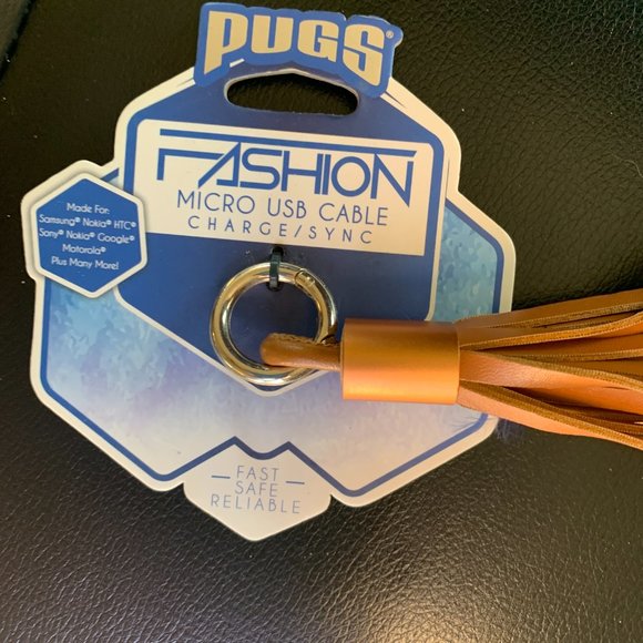NEW PUGS Copper Micro USB Cable Charge & Sync Tassel clip - Samsung Sony Google - Picture 5 of 6